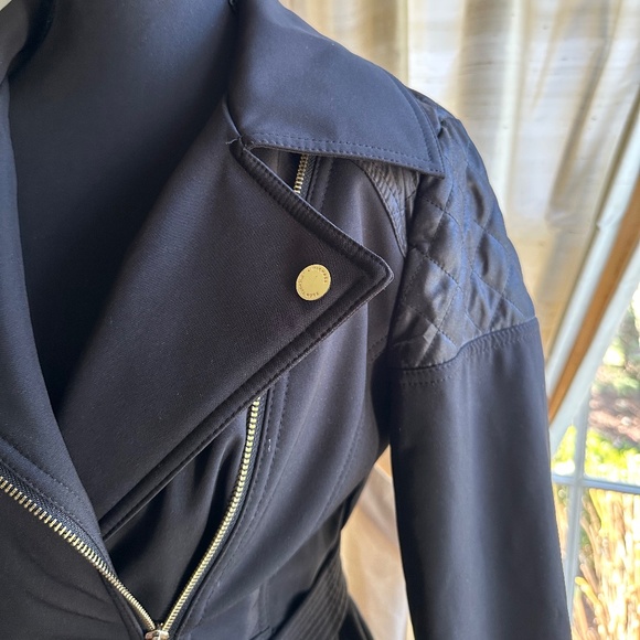 Michael by Michael Kors Asymmetrical Zippered Short Trench Coat - Picture 3 of 8